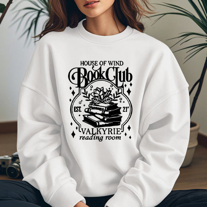 HOUSE OF WIND BOOK CLUD Womens Crewneck Sweatshirt Pullover