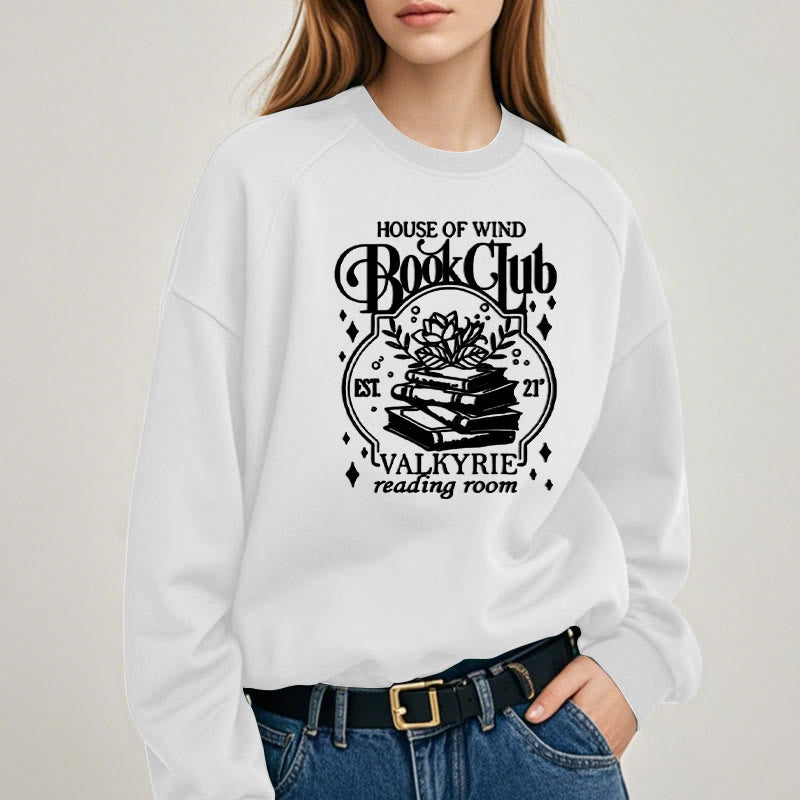 HOUSE OF WIND BOOK CLUD Womens Crewneck Sweatshirt Pullover