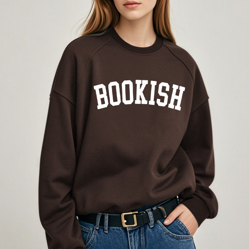 BOOKISH Solid Color Womens Crewneck Sweatshirt Pullover