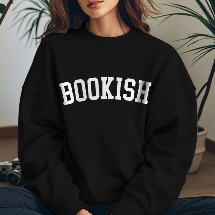 BOOKISH Solid Color Womens Crewneck Sweatshirt Pullover