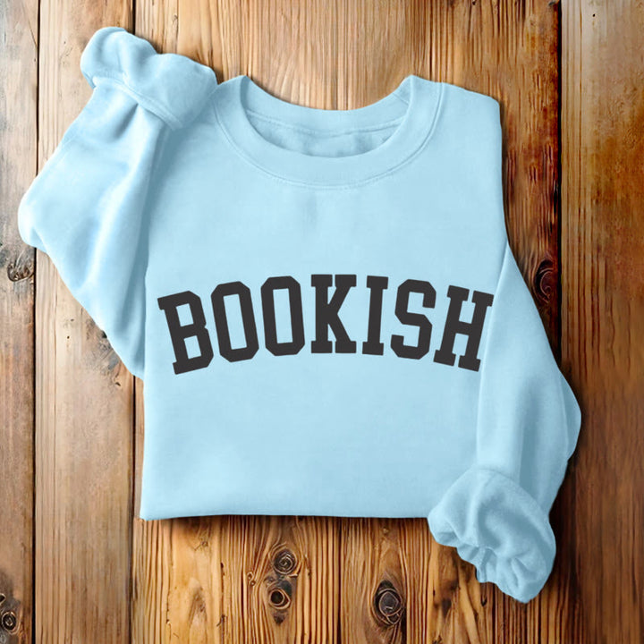 BOOKISH Solid Color Womens Crewneck Sweatshirt Pullover