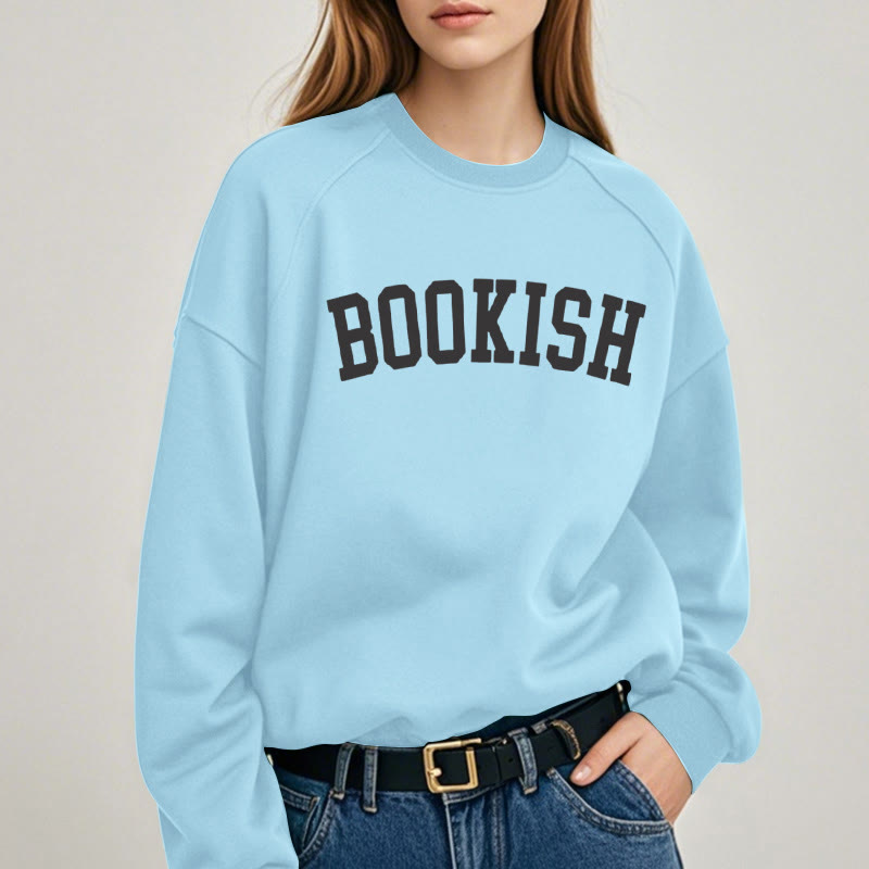 BOOKISH Solid Color Womens Crewneck Sweatshirt Pullover