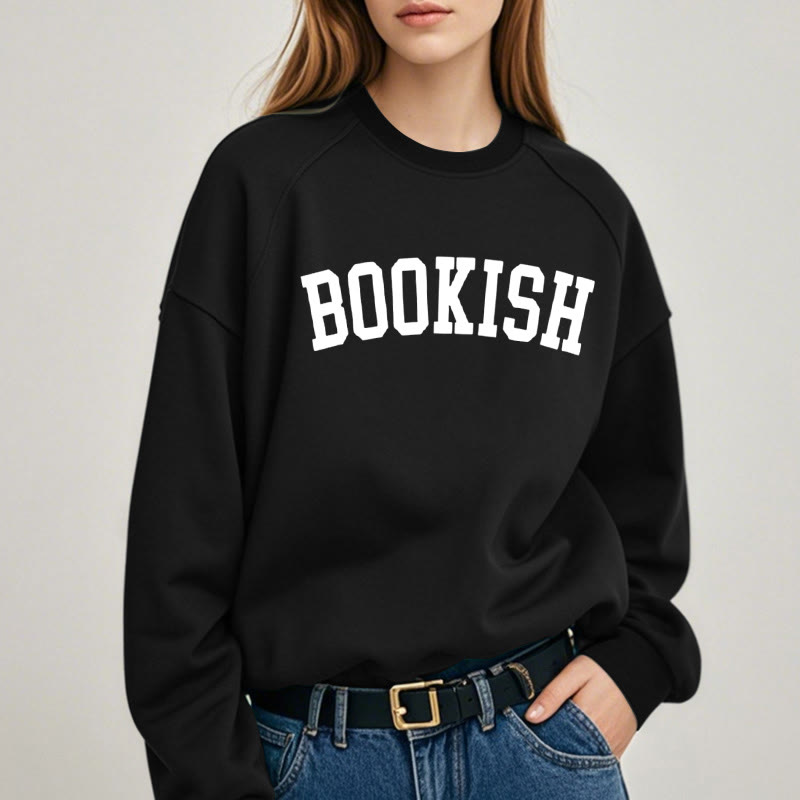 BOOKISH Solid Color Womens Crewneck Sweatshirt Pullover