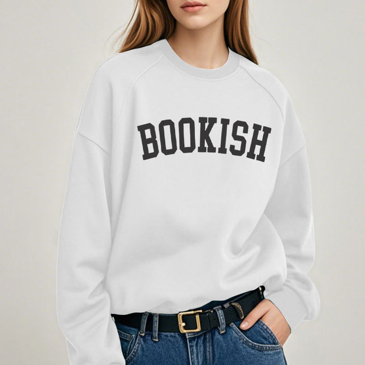 BOOKISH Solid Color Womens Crewneck Sweatshirt Pullover