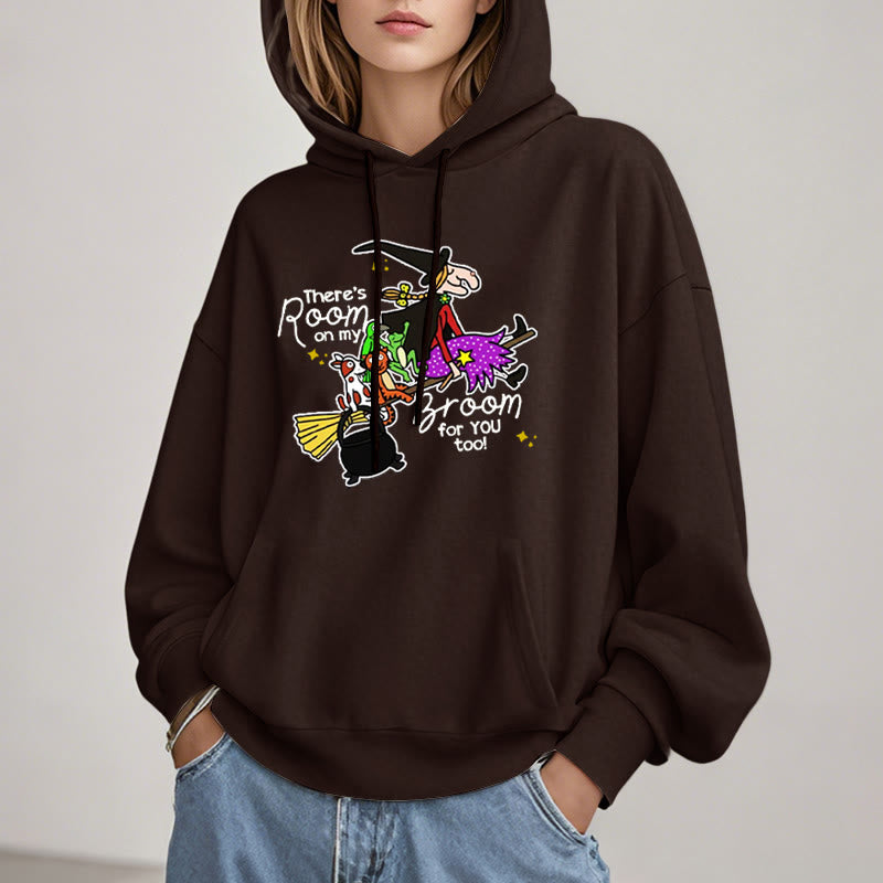 There's Room Om My Broom For You Fleece Lined Hoodie Comfy Hooded Sweatshirts