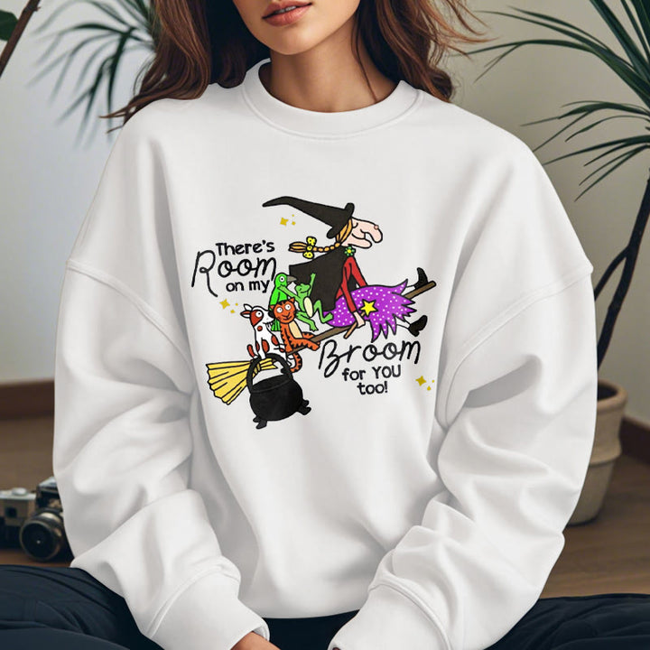 THERE'S ROOM ON MY BROOM Witch Womens Crewneck Sweatshirt Pullover