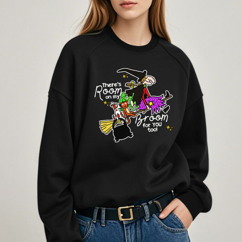 THERE'S ROOM ON MY BROOM Witch Womens Crewneck Sweatshirt Pullover