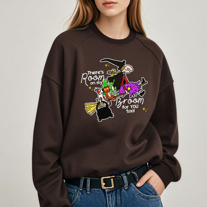 THERE'S ROOM ON MY BROOM Witch Womens Crewneck Sweatshirt Pullover