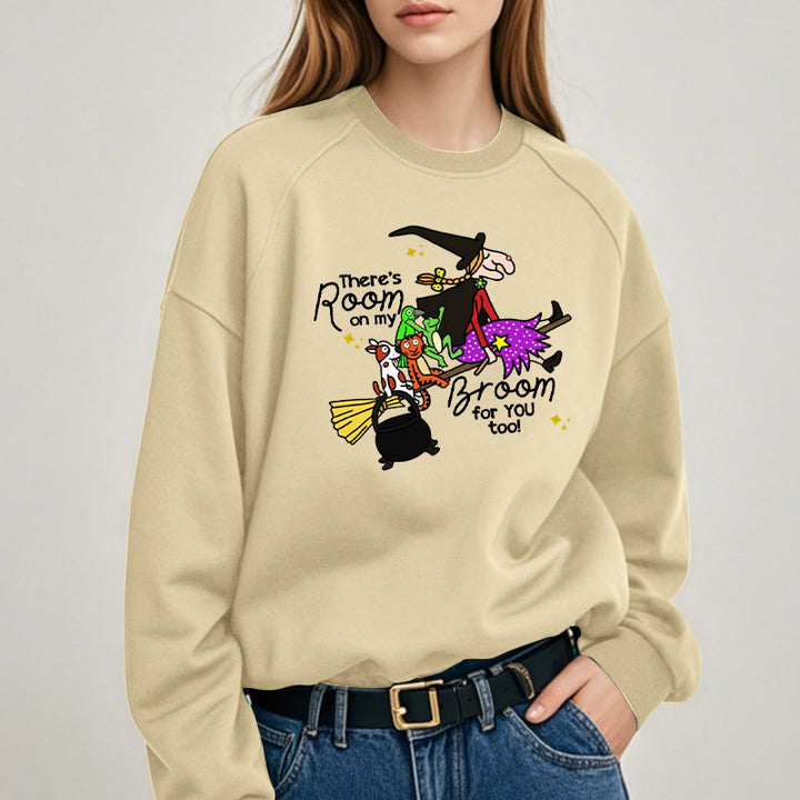 THERE'S ROOM ON MY BROOM Witch Womens Crewneck Sweatshirt Pullover