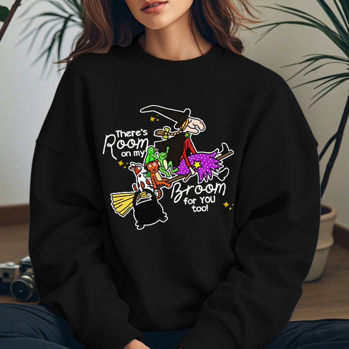 THERE'S ROOM ON MY BROOM Witch Womens Crewneck Sweatshirt Pullover