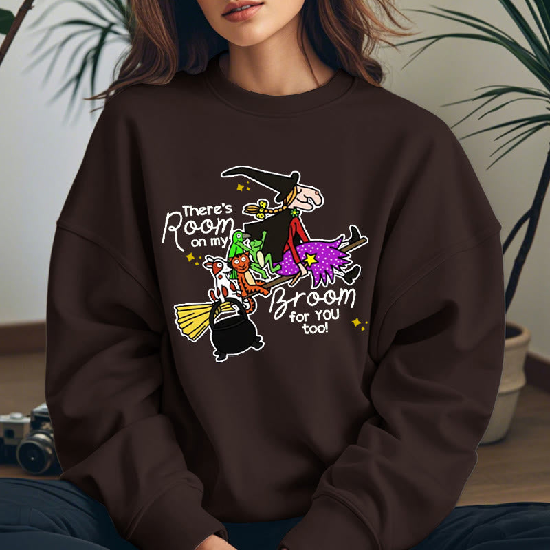 THERE'S ROOM ON MY BROOM Witch Womens Crewneck Sweatshirt Pullover