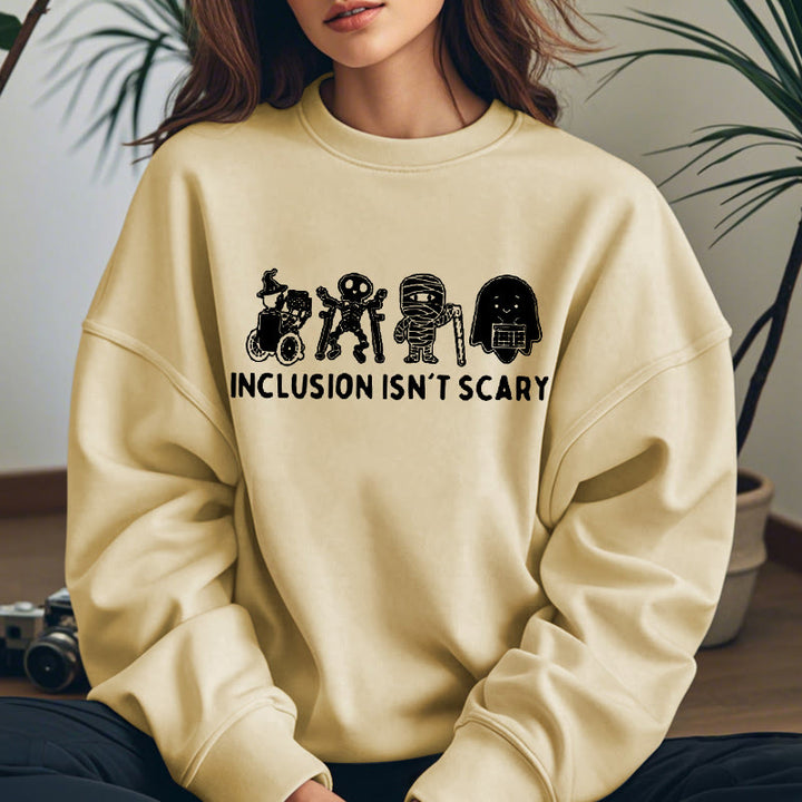 INCLUSION ISN'T SCARY Skeleton Womens Crewneck Sweatshirt Pullover