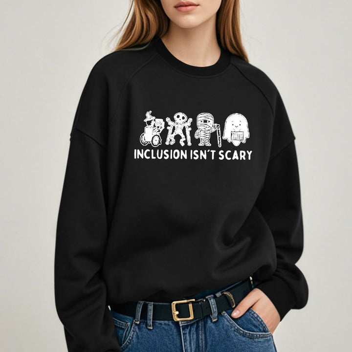 INCLUSION ISN'T SCARY Skeleton Womens Crewneck Sweatshirt Pullover