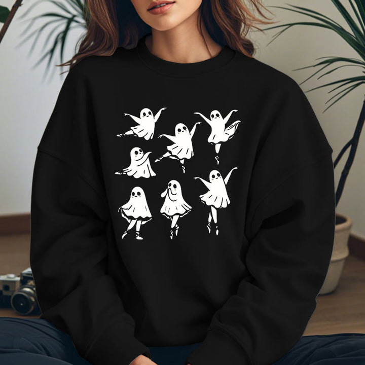 Cute Dancing Ghosts Womens Crewneck Sweatshirt Pullover