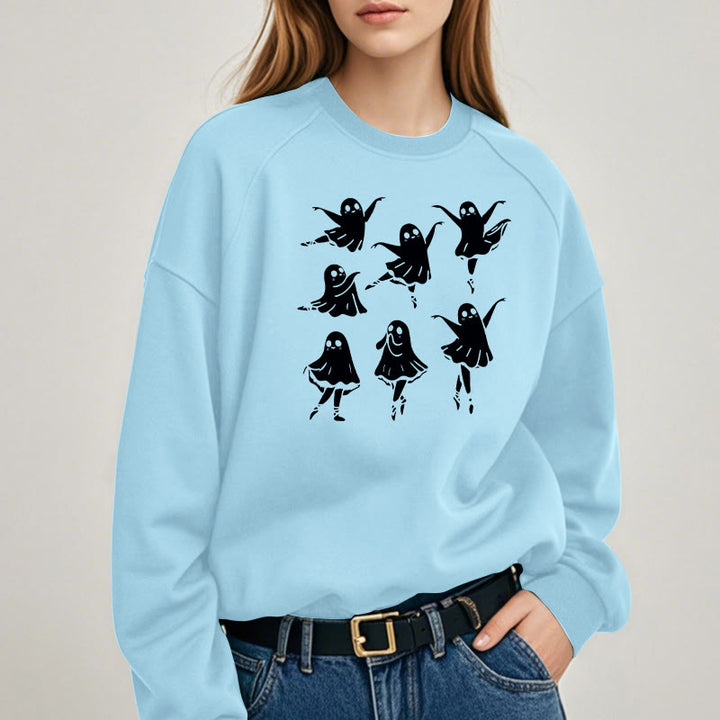 Cute Dancing Ghosts Womens Crewneck Sweatshirt Pullover