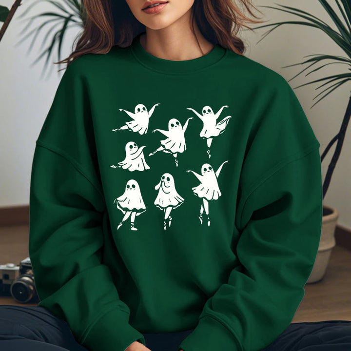 Cute Dancing Ghosts Womens Crewneck Sweatshirt Pullover