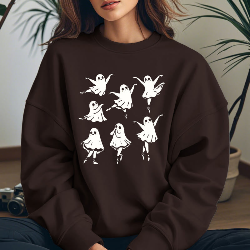 Cute Dancing Ghosts Womens Crewneck Sweatshirt Pullover