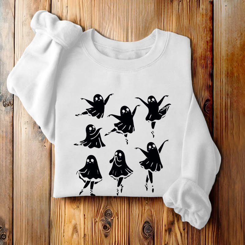 Cute Dancing Ghosts Womens Crewneck Sweatshirt Pullover