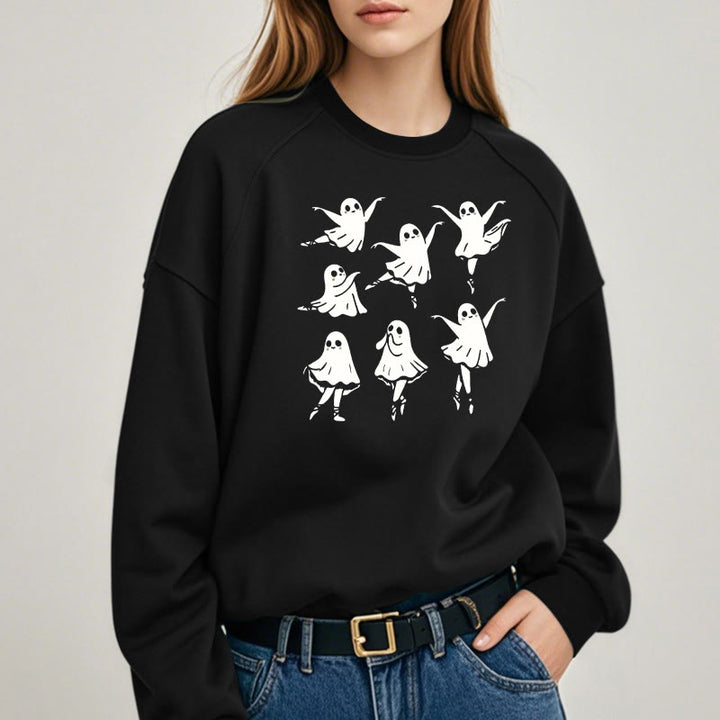 Cute Dancing Ghosts Womens Crewneck Sweatshirt Pullover