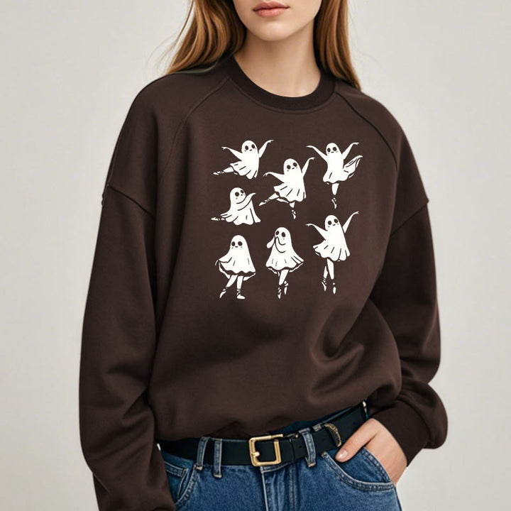 Cute Dancing Ghosts Womens Crewneck Sweatshirt Pullover