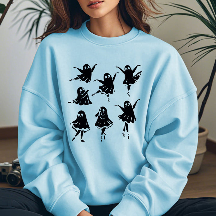 Cute Dancing Ghosts Womens Crewneck Sweatshirt Pullover