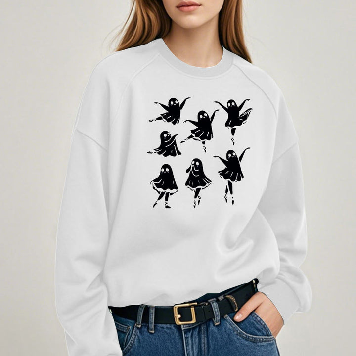 Cute Dancing Ghosts Womens Crewneck Sweatshirt Pullover