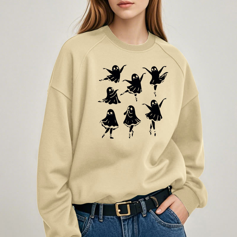 Cute Dancing Ghosts Womens Crewneck Sweatshirt Pullover