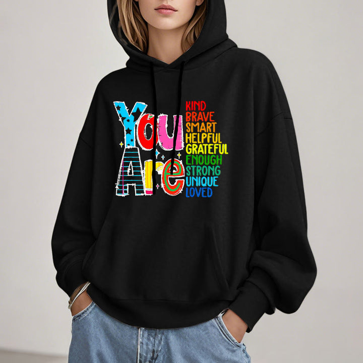 Be Who You Are Enough Fleece Lined Hoodie Comfy Hooded Sweatshirts