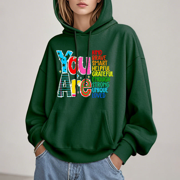 Be Who You Are Enough Fleece Lined Hoodie Comfy Hooded Sweatshirts