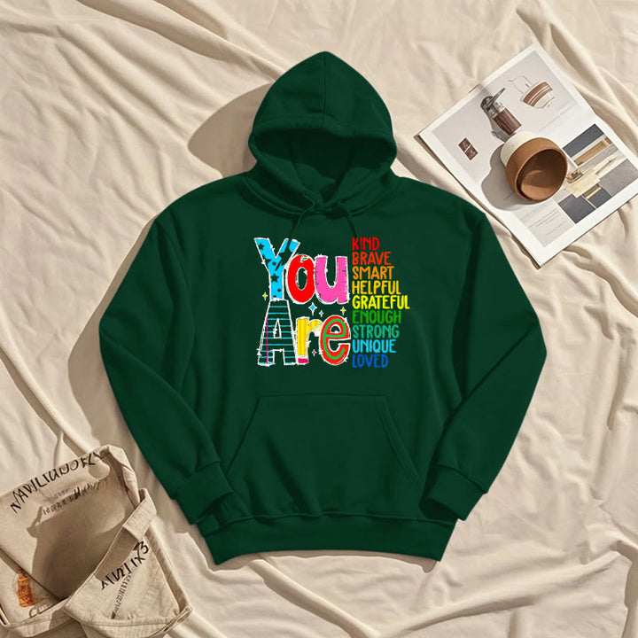 Be Who You Are Enough Fleece Lined Hoodie Comfy Hooded Sweatshirts