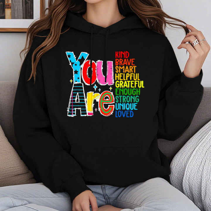 Be Who You Are Enough Fleece Lined Hoodie Comfy Hooded Sweatshirts