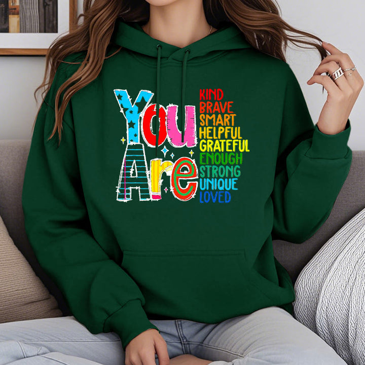 Be Who You Are Enough Fleece Lined Hoodie Comfy Hooded Sweatshirts