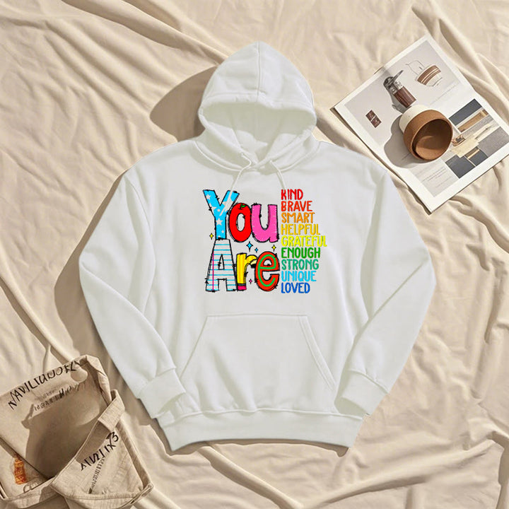 Be Who You Are Enough Fleece Lined Hoodie Comfy Hooded Sweatshirts