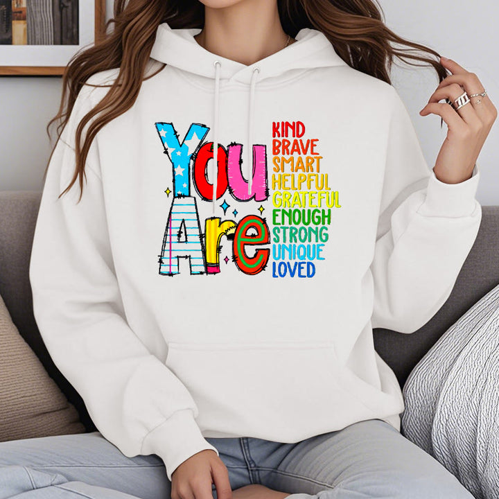 Be Who You Are Enough Fleece Lined Hoodie Comfy Hooded Sweatshirts