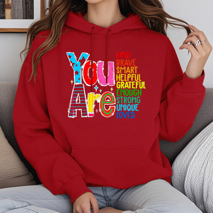 Be Who You Are Enough Fleece Lined Hoodie Comfy Hooded Sweatshirts