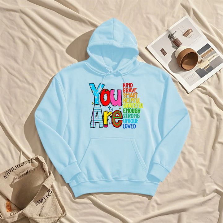 Be Who You Are Enough Fleece Lined Hoodie Comfy Hooded Sweatshirts