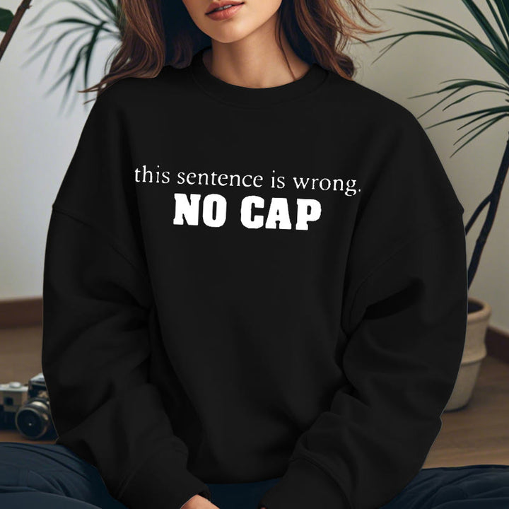 NO CAP Solid Color Womens Crewneck Sweatshirt Pullover