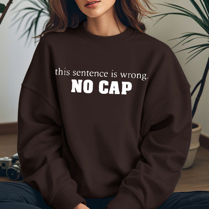 NO CAP Solid Color Womens Crewneck Sweatshirt Pullover