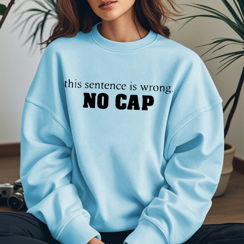 NO CAP Solid Color Womens Crewneck Sweatshirt Pullover