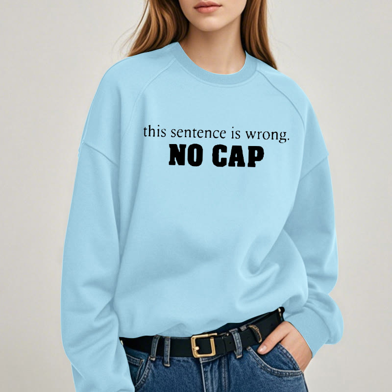 NO CAP Solid Color Womens Crewneck Sweatshirt Pullover