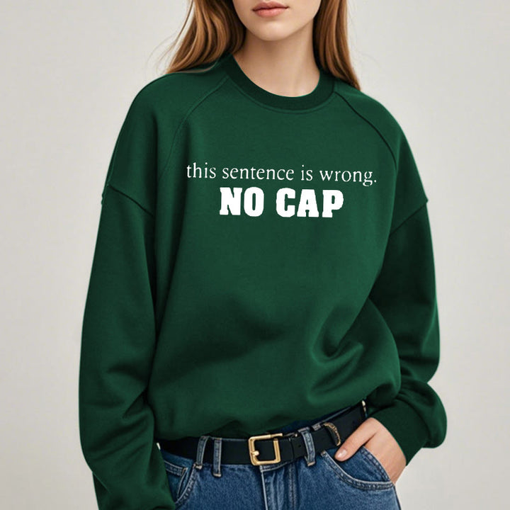 NO CAP Solid Color Womens Crewneck Sweatshirt Pullover