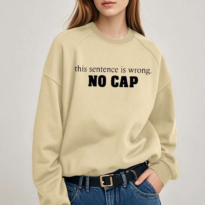 NO CAP Solid Color Womens Crewneck Sweatshirt Pullover