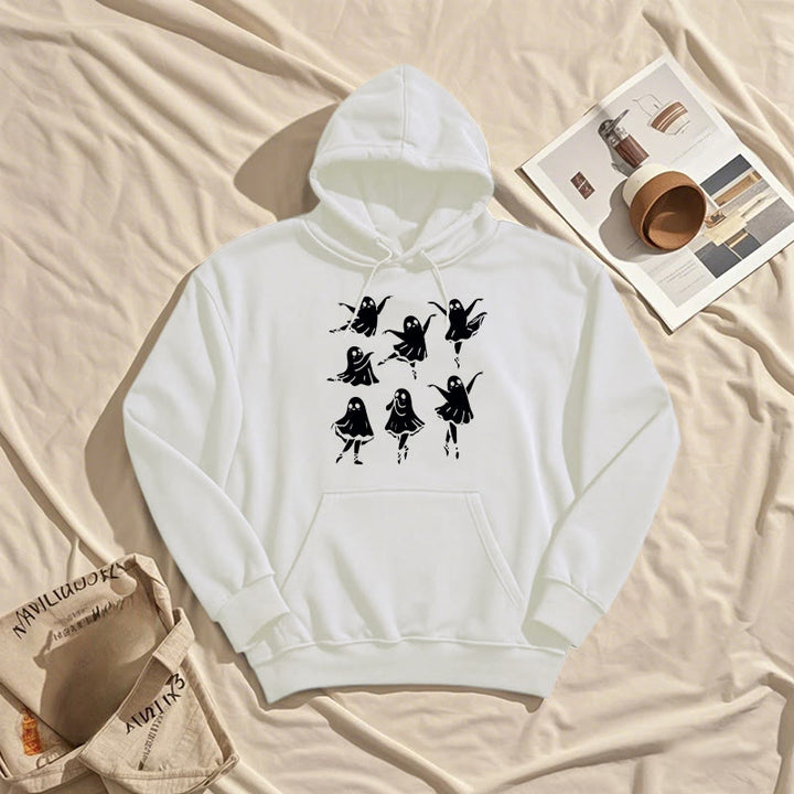 Dancing Ghost Fleece Lined Hoodie Comfy Hooded Sweatshirts