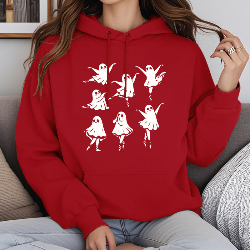 Dancing Ghost Fleece Lined Hoodie Comfy Hooded Sweatshirts