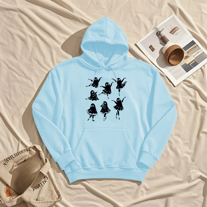 Dancing Ghost Fleece Lined Hoodie Comfy Hooded Sweatshirts