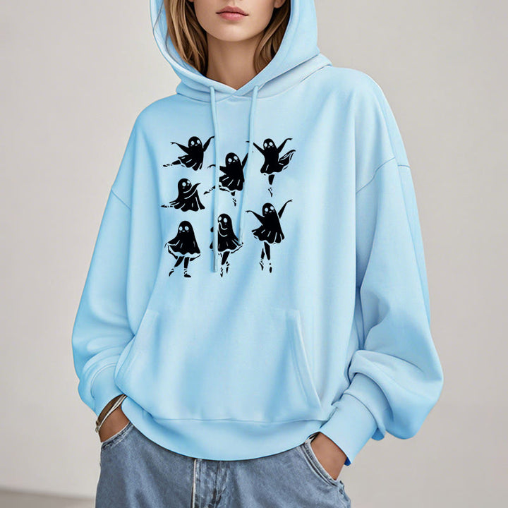 Dancing Ghost Fleece Lined Hoodie Comfy Hooded Sweatshirts