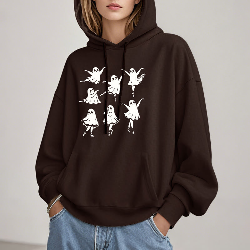 Dancing Ghost Fleece Lined Hoodie Comfy Hooded Sweatshirts