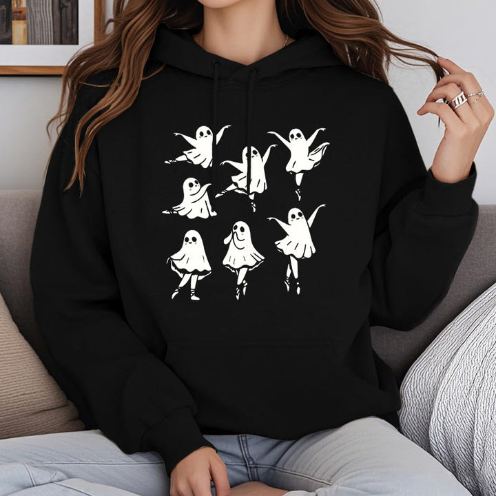 Dancing Ghost Fleece Lined Hoodie Comfy Hooded Sweatshirts