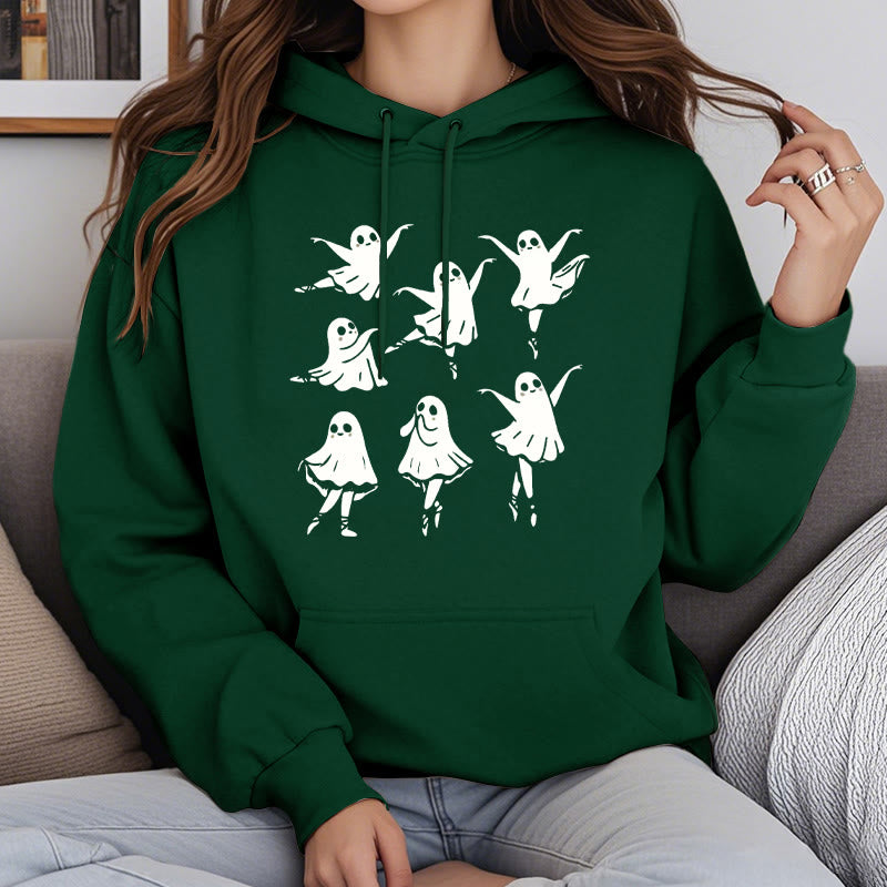 Dancing Ghost Fleece Lined Hoodie Comfy Hooded Sweatshirts