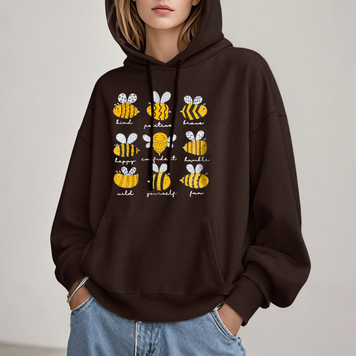 Bee Kind Postive Humble Fleece Lined Hoodie Comfy Hooded Sweatshirts